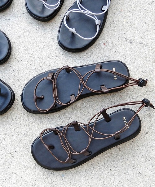 minia(ミニア)の「コードデザインの編み上げゴムスポーツサンダル/フラットサンダル □(サンダル・レディース・ブラック/ブラウン/グレー/カーキ・LL/S/M/L)」の6枚目の写真