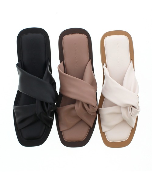 JELLY BEANS(ジェリービーンズ)の「ターバンフラットサンダル(115-19301)JELLY BEANS(ジェリービーンズ)(サンダル・レディース・ホワイト/ブラック/グレイッシュベージュ・LL/S/M/L)」の3枚目の写真