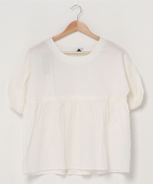 emi+(エミプラス)の「フロントギャザーチュニックブラウス(シャツ/ブラウス・レディース・ホワイト/パープル/グリーン/キャメル/ライトグリーン/ブラック/ライトピンク/ブルーグリーン・FREE)」の17枚目の写真