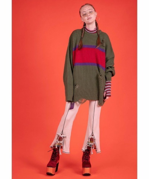 Candy Stripper(キャンディストリッパー)の「COLOR BLOCKING ニット(ニット/セーター・レディース・ブラック/カーキ/ピンク・2)」の14枚目の写真