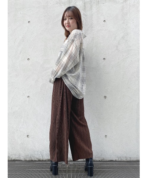 one way(ワンウェイ)の「チェックシアーシャツ(シャツ/ブラウス・レディース・ホワイト/ブラック/ベージュ・FREE)」の6枚目の写真