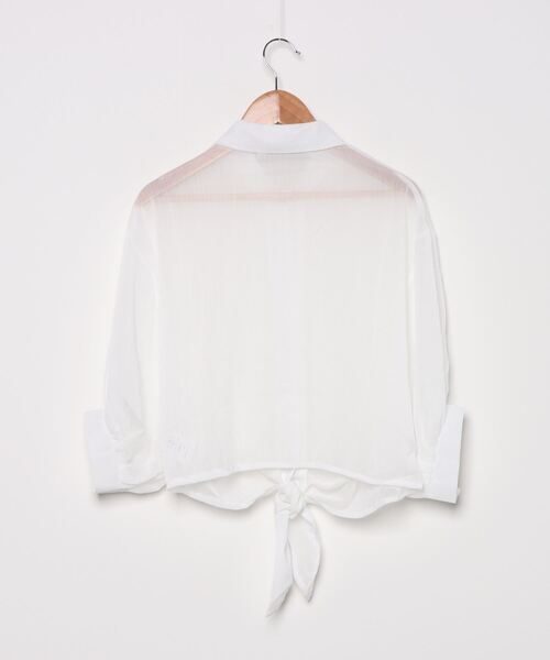 裾結びシフォンシアーシャツブラウス