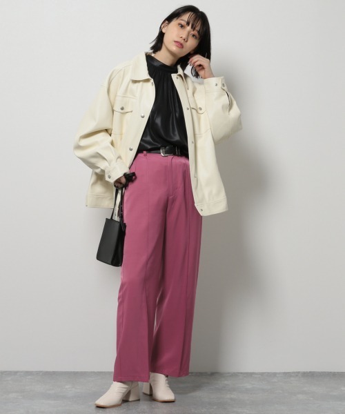 PAGEBOY（ページボーイ）の「ブライトサージスラックス(タックパンツ)（スラックス・レディース・ブラック/パープル/グレイッシュベージュ・SMALL/MEDIUM）」の8枚目の写真