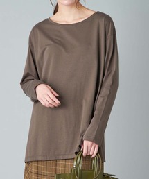 un dix cors（アンディコール）の「【着回し力抜群】　コットンシルクロングTシャツ（ミドル丈）（Tシャツ/カットソー）」