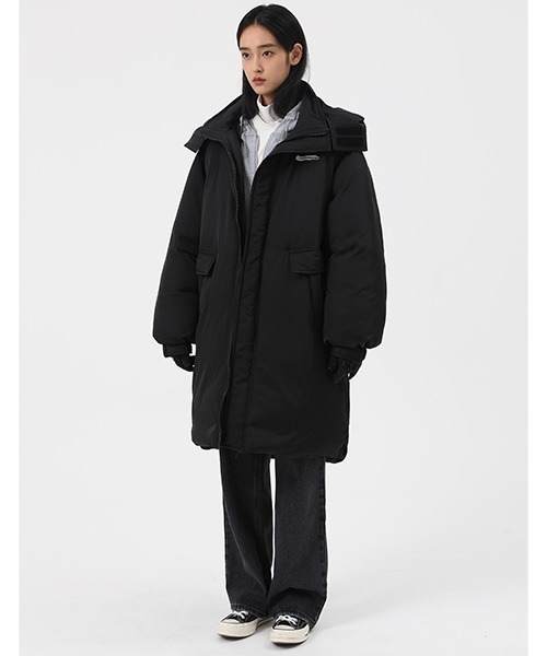 MASONPRINCE(メイソンプリンス)の「【MASONPRINCE】High neck hooded down coat MF1042(ダウンジャケット/コート・メンズ・アイボリー/ブラック・M/L/XS/S)」の2枚目の写真