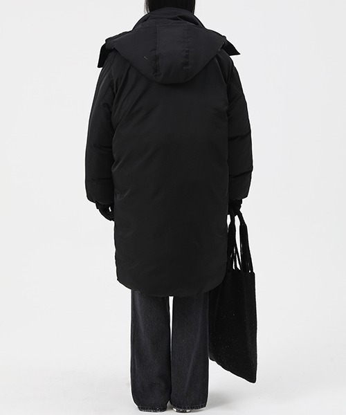 MASONPRINCE(メイソンプリンス)の「【MASONPRINCE】High neck hooded down coat MF1042(ダウンジャケット/コート・メンズ・アイボリー/ブラック・M/L/XS/S)」の4枚目の写真