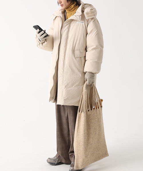 MASONPRINCE(メイソンプリンス)の「【MASONPRINCE】High neck hooded down coat MF1042(ダウンジャケット/コート・メンズ・アイボリー/ブラック・M/L/XS/S)」の5枚目の写真