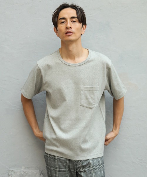 UNION STATION（ユニオンステーション）の「ソフトスムース半袖Ｔシャツ（Tシャツ/カットソー・メンズ・ライトブルー/ブラック/ベージュ/ブラウン/オフホワイト/ライトグリーン/杢グレー/ライトベージュ・LL/S/M/L/XL）」の4枚目の写真