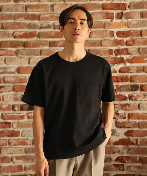 UNION STATION（ユニオンステーション）の「ソフトスムース半袖Ｔシャツ（Tシャツ/カットソー・メンズ・ライトブルー/ブラック/ベージュ/ブラウン/オフホワイト/ライトグリーン/杢グレー/ライトベージュ・LL/S/M/L/XL）」の3枚目の写真