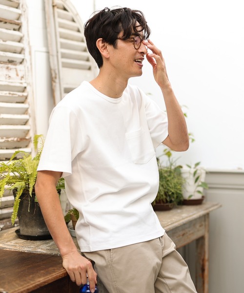 UNION STATION（ユニオンステーション）の「ソフトスムース半袖Ｔシャツ（Tシャツ/カットソー・メンズ・ライトブルー/ブラック/ベージュ/ブラウン/オフホワイト/ライトグリーン/杢グレー/ライトベージュ・LL/S/M/L/XL）」の14枚目の写真