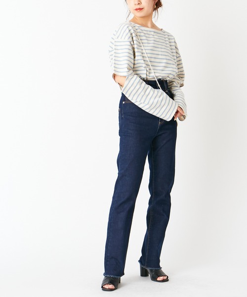 Chico（チコ）の「ボーダー袖スリットルーズロンT（Tシャツ/カットソー・レディース・ミント/ベージュ/ネイビー・FREE）」の10枚目の写真