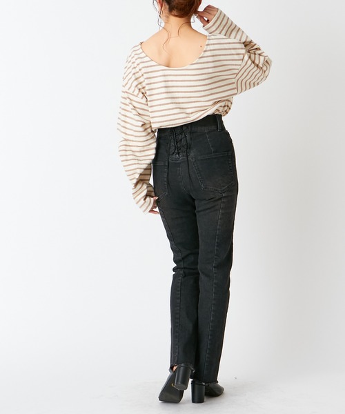 Chico（チコ）の「ボーダー袖スリットルーズロンT（Tシャツ/カットソー・レディース・ミント/ベージュ/ネイビー・FREE）」の11枚目の写真