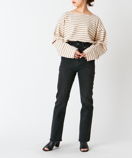 Chico（チコ）の「ボーダー袖スリットルーズロンT（Tシャツ/カットソー・レディース・ミント/ベージュ/ネイビー・FREE）」の17枚目の写真