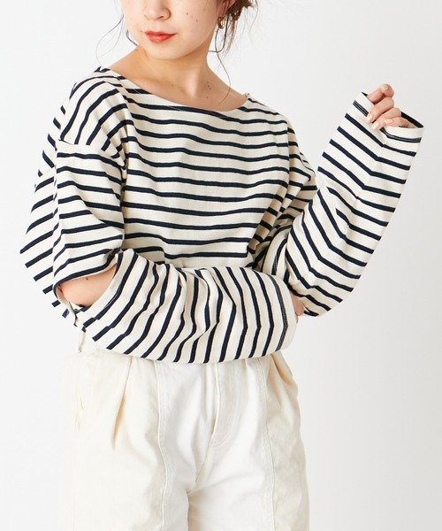 Chico（チコ）の「ボーダー袖スリットルーズロンT（Tシャツ/カットソー・レディース・ミント/ベージュ/ネイビー・FREE）」の20枚目の写真