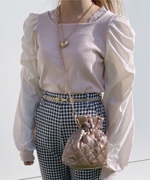 WEGO | WEGO/パフギャザースリーブスクエアネックトップス(Tシャツ/カットソー)