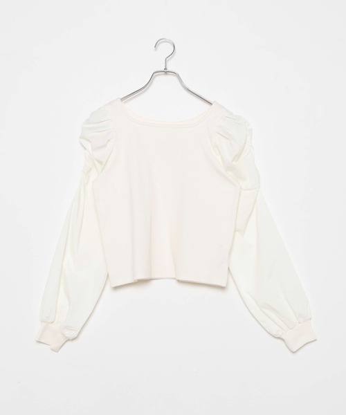 WEGO(ウィゴー)の「WEGO/パフギャザースリーブスクエアネックトップス(Tシャツ/カットソー・レディース・ホワイト/ブラック/サックスブルー/ライトピンク/ライトパープル/ライトブラウン・FREE)」の7枚目の写真