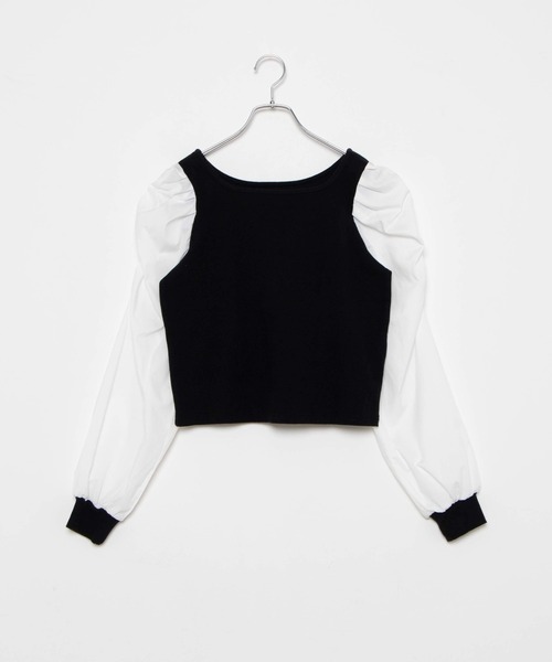 WEGO(ウィゴー)の「WEGO/パフギャザースリーブスクエアネックトップス(Tシャツ/カットソー・レディース・ホワイト/ブラック/サックスブルー/ライトピンク/ライトパープル/ライトブラウン・FREE)」の8枚目の写真