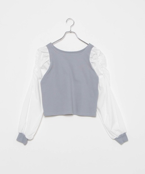 WEGO(ウィゴー)の「WEGO/パフギャザースリーブスクエアネックトップス(Tシャツ/カットソー・レディース・ホワイト/ブラック/サックスブルー/ライトピンク/ライトパープル/ライトブラウン・FREE)」の10枚目の写真