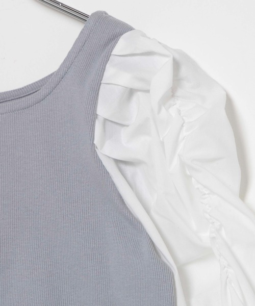 WEGO(ウィゴー)の「WEGO/パフギャザースリーブスクエアネックトップス(Tシャツ/カットソー・レディース・ホワイト/ブラック/サックスブルー/ライトピンク/ライトパープル/ライトブラウン・FREE)」の13枚目の写真