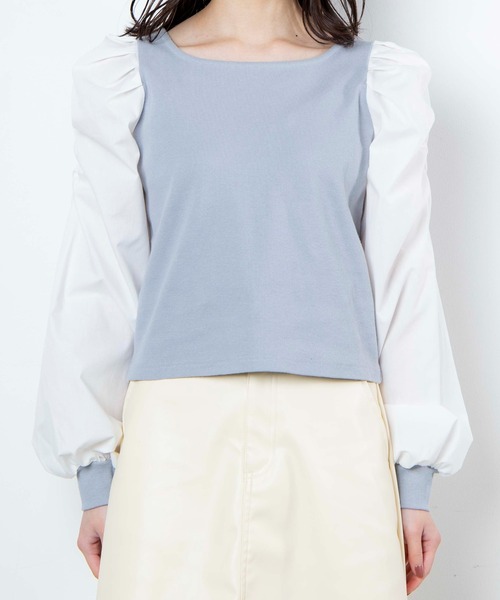 WEGO(ウィゴー)の「WEGO/パフギャザースリーブスクエアネックトップス(Tシャツ/カットソー・レディース・ホワイト/ブラック/サックスブルー/ライトピンク/ライトパープル/ライトブラウン・FREE)」の17枚目の写真