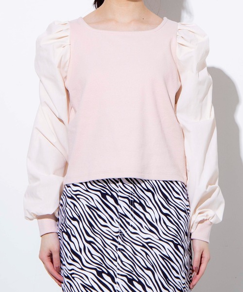 WEGO(ウィゴー)の「WEGO/パフギャザースリーブスクエアネックトップス(Tシャツ/カットソー・レディース・ホワイト/ブラック/サックスブルー/ライトピンク/ライトパープル/ライトブラウン・FREE)」の18枚目の写真