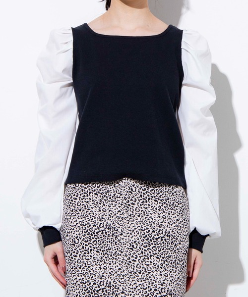 WEGO(ウィゴー)の「WEGO/パフギャザースリーブスクエアネックトップス(Tシャツ/カットソー・レディース・ホワイト/ブラック/サックスブルー/ライトピンク/ライトパープル/ライトブラウン・FREE)」の16枚目の写真