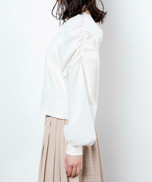 WEGO(ウィゴー)の「WEGO/パフギャザースリーブスクエアネックトップス(Tシャツ/カットソー・レディース・ホワイト/ブラック/サックスブルー/ライトピンク/ライトパープル/ライトブラウン・FREE)」の20枚目の写真