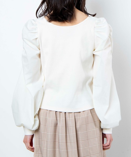 WEGO(ウィゴー)の「WEGO/パフギャザースリーブスクエアネックトップス(Tシャツ/カットソー・レディース・ホワイト/ブラック/サックスブルー/ライトピンク/ライトパープル/ライトブラウン・FREE)」の21枚目の写真