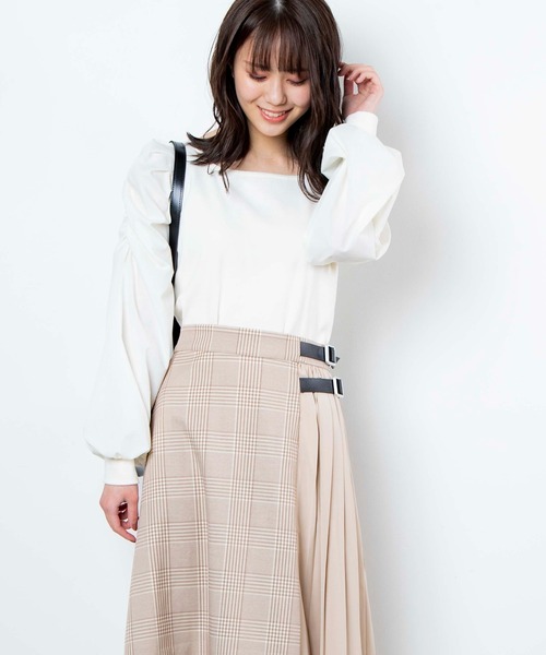 WEGO(ウィゴー)の「WEGO/パフギャザースリーブスクエアネックトップス(Tシャツ/カットソー・レディース・ホワイト/ブラック/サックスブルー/ライトピンク/ライトパープル/ライトブラウン・FREE)」の22枚目の写真