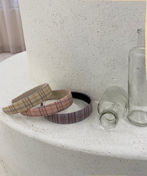 by muni:r(バイ ムニール)の「かわいいチェックパターンのファブリックカチューシャ(カチューシャ・レディース・ベージュ/パープル/ピンク・ONE SIZE)」の7枚目の写真