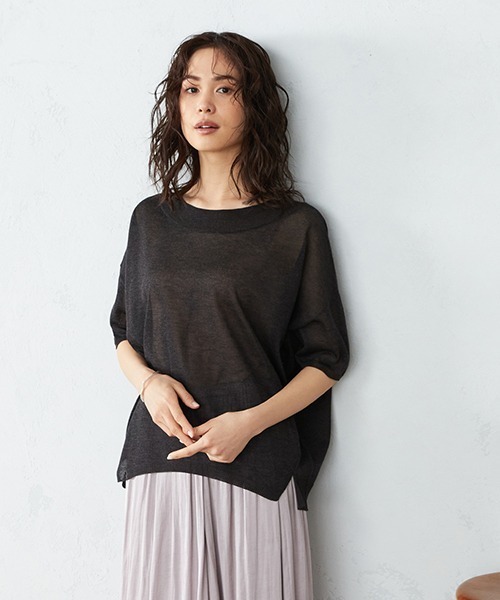 COMME CA ISM（コムサイズム）の「《シアー素材》 ニットプルオーバー（ニット/セーター・レディース・ホワイト/ダークブラウン/ブラウン・MEDIUM/LARGE）」の2枚目の写真