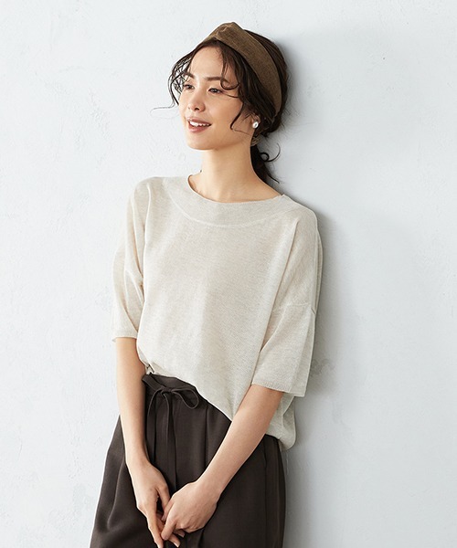 COMME CA ISM（コムサイズム）の「《シアー素材》 ニットプルオーバー（ニット/セーター・レディース・ホワイト/ダークブラウン/ブラウン・MEDIUM/LARGE）」の6枚目の写真