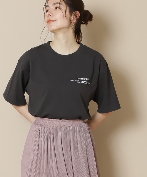 N.（N. Natural Beauty Basic）（エヌエヌナチュラルビューティーベーシック）の「◆メッセージＴシャツ（Tシャツ/カットソー・レディース・オフホワイト/スミクロ・MEDIUM）」の2枚目の写真