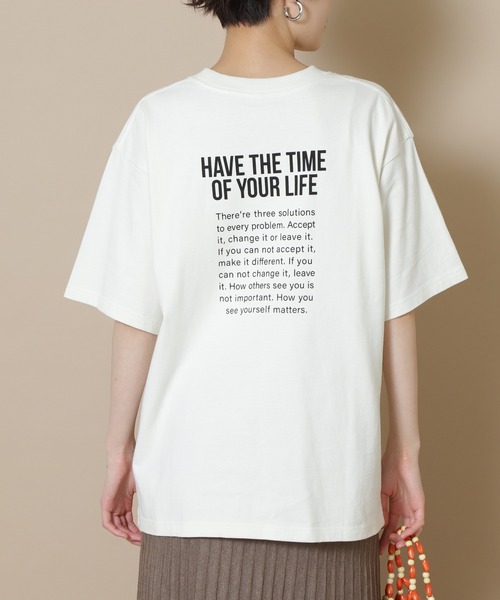 N.（N. Natural Beauty Basic）（エヌエヌナチュラルビューティーベーシック）の「◆メッセージＴシャツ（Tシャツ/カットソー・レディース・オフホワイト/スミクロ・MEDIUM）」の4枚目の写真