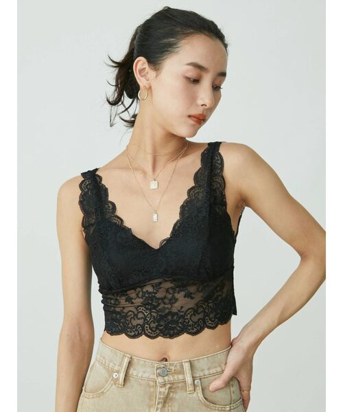 EVRIS（エヴリス）の「レースビスチェ（キャミソール・レディース・ブラック/ピンク/カーキ・FREE）」の2枚目の写真