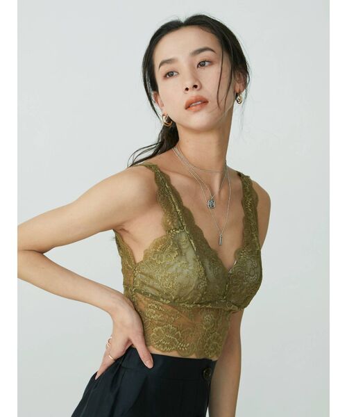 EVRIS（エヴリス）の「レースビスチェ（キャミソール・レディース・ブラック/ピンク/カーキ・FREE）」の6枚目の写真