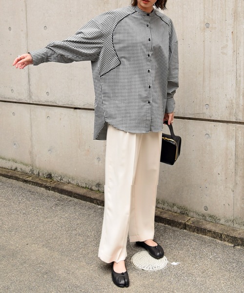 Marient（マリエント）／ギンガムチェックギャザーBL／ブラウス／シャツ Marient（マリエント）／ギンガムチェックギャザーBL／ブラウス