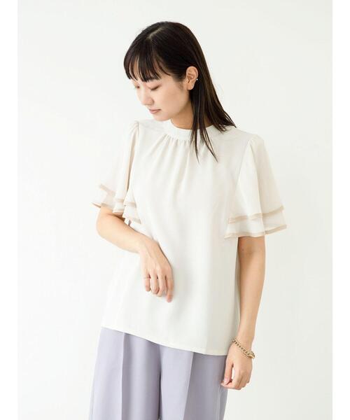 Green　Parks（グリーンパークス）の「・ELENCARE DUE　ラッフルスリーブブラウス＊（シャツ/ブラウス・レディース・ブラック/ベージュ/ピンク/アイボリー・FREE）」の16枚目の写真