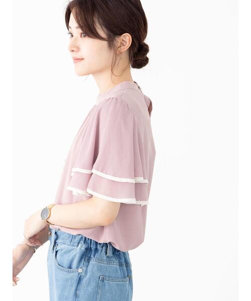 Green　Parks（グリーンパークス）の「・ELENCARE DUE　ラッフルスリーブブラウス＊（シャツ/ブラウス・レディース・ブラック/ベージュ/ピンク/アイボリー・FREE）」の18枚目の写真