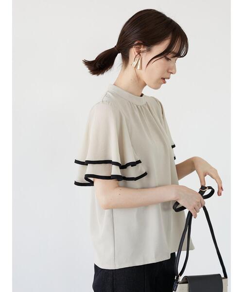 Green　Parks（グリーンパークス）の「・ELENCARE DUE　ラッフルスリーブブラウス＊（シャツ/ブラウス・レディース・ブラック/ベージュ/ピンク/アイボリー・FREE）」の19枚目の写真