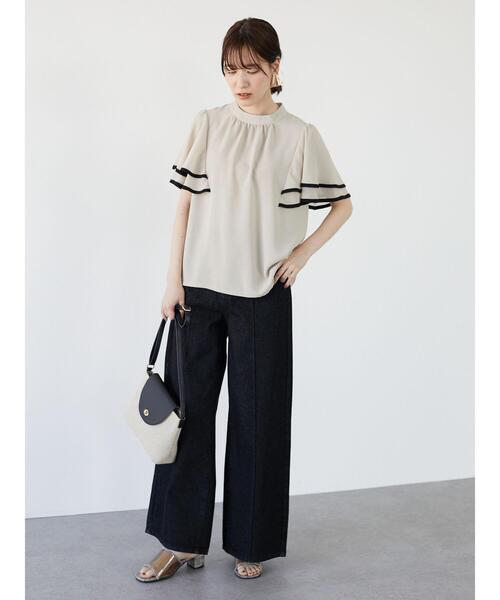 Green　Parks（グリーンパークス）の「・ELENCARE DUE　ラッフルスリーブブラウス＊（シャツ/ブラウス・レディース・ブラック/ベージュ/ピンク/アイボリー・FREE）」の20枚目の写真