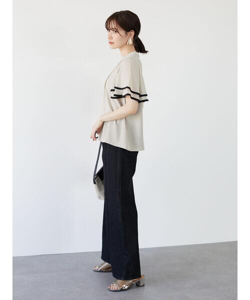 Green　Parks（グリーンパークス）の「・ELENCARE DUE　ラッフルスリーブブラウス＊（シャツ/ブラウス・レディース・ブラック/ベージュ/ピンク/アイボリー・FREE）」の21枚目の写真