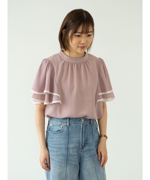 Green　Parks（グリーンパークス）の「・ELENCARE DUE　ラッフルスリーブブラウス＊（シャツ/ブラウス・レディース・ブラック/ベージュ/ピンク/アイボリー・FREE）」の11枚目の写真