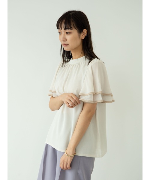 Green　Parks（グリーンパークス）の「・ELENCARE DUE　ラッフルスリーブブラウス＊（シャツ/ブラウス・レディース・ブラック/ベージュ/ピンク/アイボリー・FREE）」の9枚目の写真