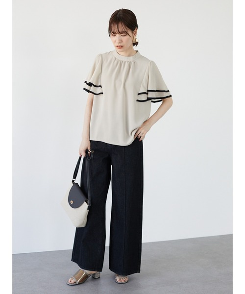 Green　Parks（グリーンパークス）の「・ELENCARE DUE　ラッフルスリーブブラウス＊（シャツ/ブラウス・レディース・ブラック/ベージュ/ピンク/アイボリー・FREE）」の15枚目の写真