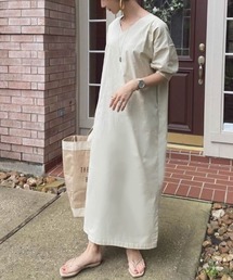 Re:EDIT | ストレッチコットンパフスリーブVネックワンピース(ワンピース)