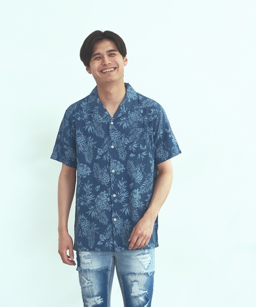 Blue Standard (ブルースタンダード)の「【BLUE STANDARD】しゃり感 涼しい フレンチオーガニックリネンミックス オープンカラー(開襟) パナマシャツ(シャツ/ブラウス・メンズ・カーキ/サックスブルー/ネイビー/ホワイト/ブルー/ライトグレー・MEDIUM/X-LARGE/LARGE)」の6枚目の写真