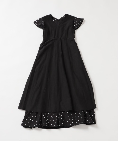 La TOTALITE（ラトータリテ）の「《追加》ドットフリルスリーブVネックワンピース【手洗い可能◆（ワンピース・レディース・ブラック/ベージュ・38/36）」の15枚目の写真