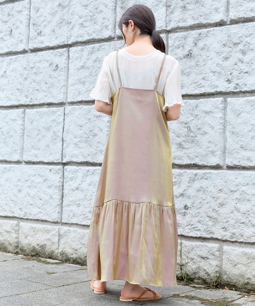 mikke（ミッケ）の「シャンブレーティアードキャミソールワンピース（ワンピース・レディース・チャコールグレー/ベージュ/パープル・FREE）」の14枚目の写真