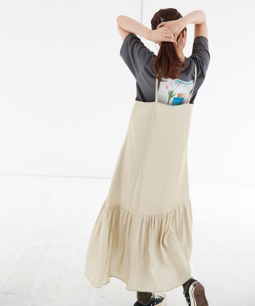 mikke（ミッケ）の「シャンブレーティアードキャミソールワンピース（ワンピース・レディース・チャコールグレー/ベージュ/パープル・FREE）」の9枚目の写真